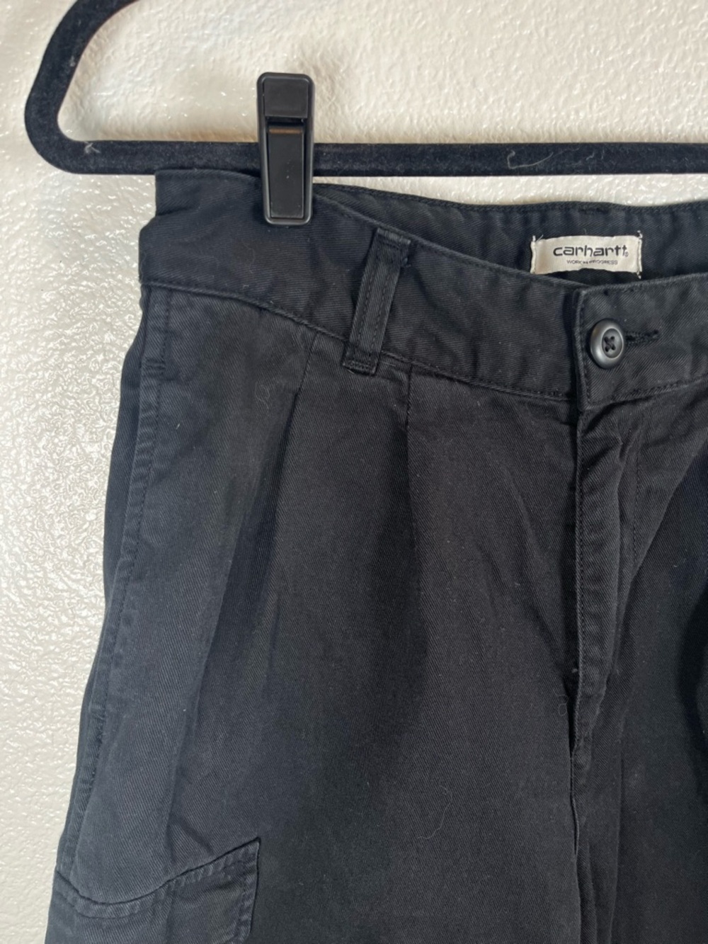 Carhartt WIP Collins Black High-Waist Baggy Cargo Pants Casual Streetwear 27 - Picture 6 of 12
